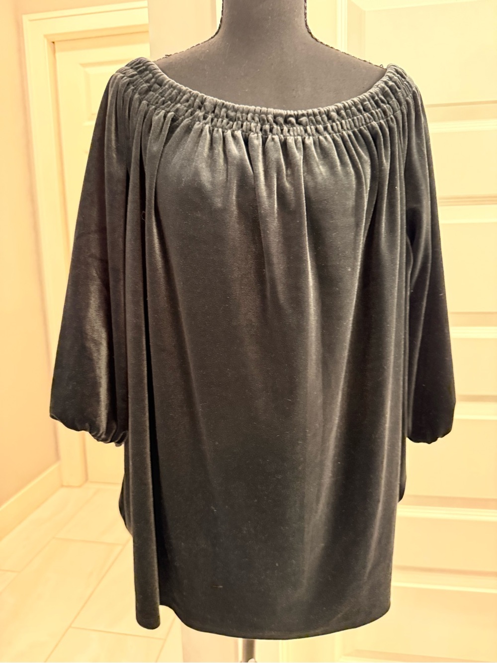 J. Jill Black Velvet Off-Shoulder Peasant Tunic